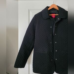 Vintage Espirit Quilted Barn Jacket Chore Coat Womns Size L Black Western Gothic